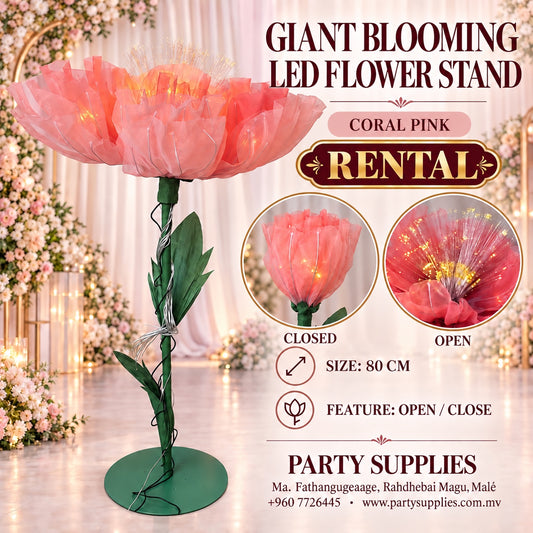 Coral Pink Giant Blooming Led Flower Stand for the Rent