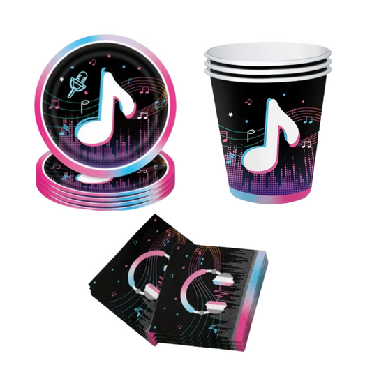 Music TikTok Theme Dinnerware Plates, Cups, Napkins