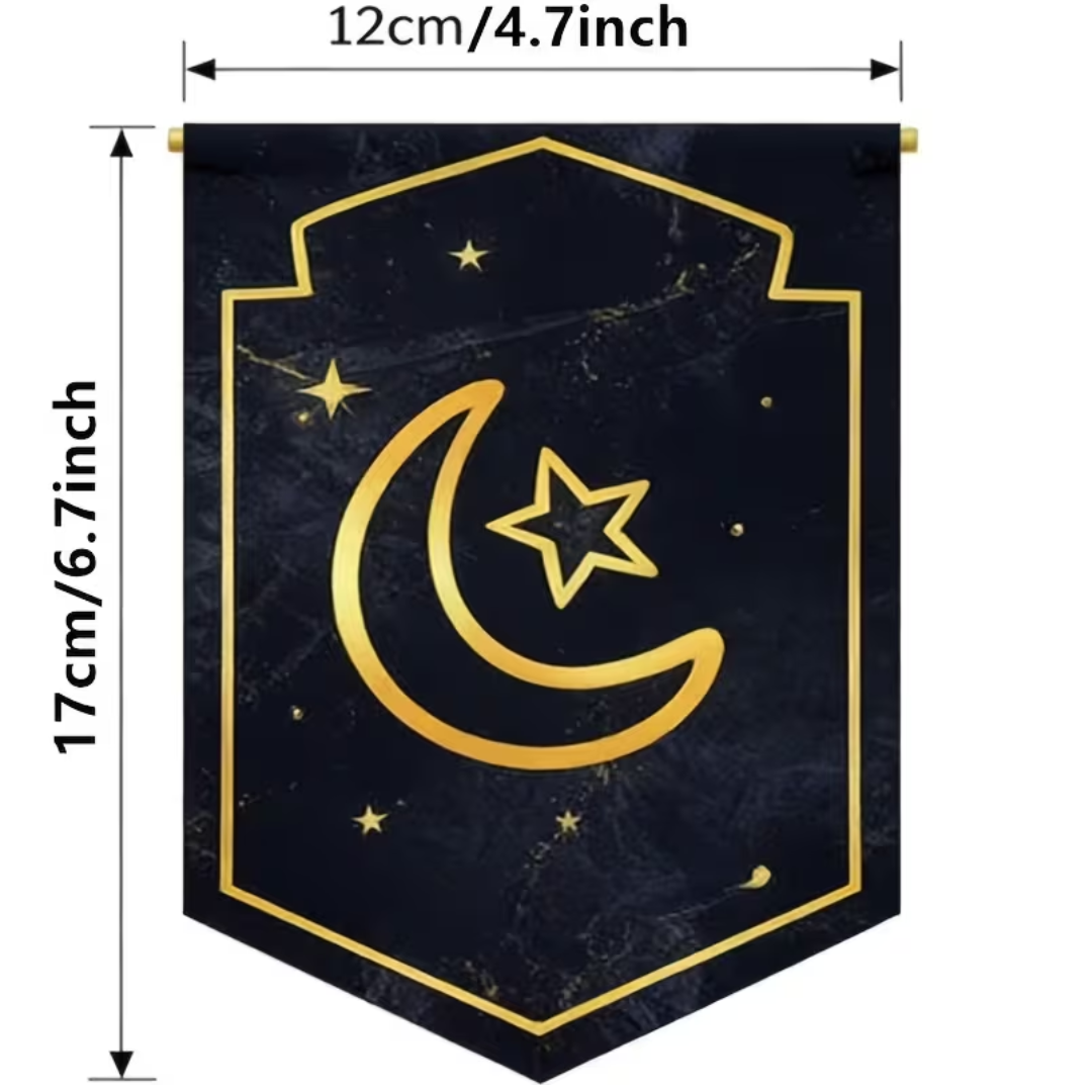White and Gold EID MUBARAK Hanging paper Banner