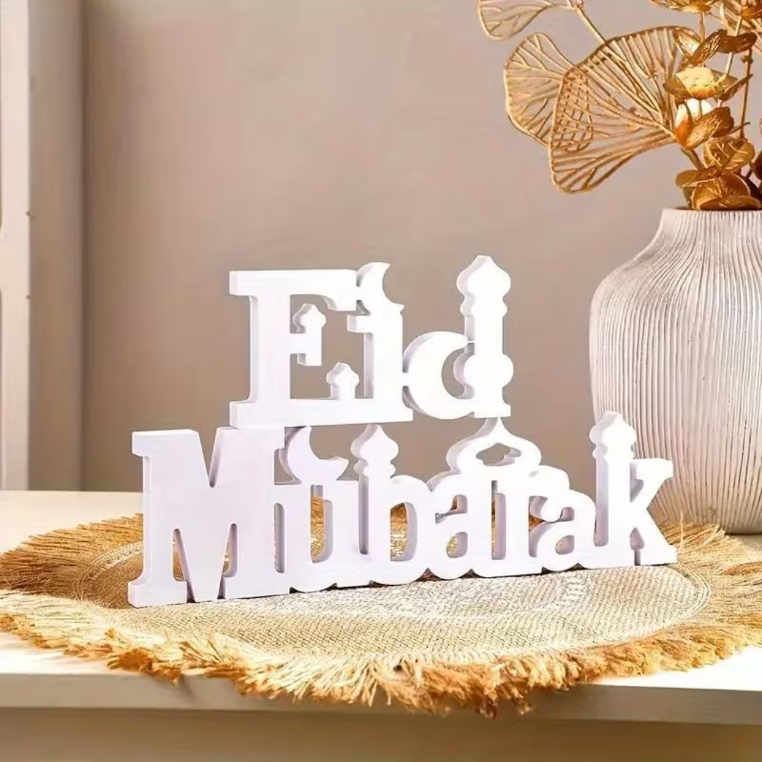 White PVC Eid Mubarak Letter Sign