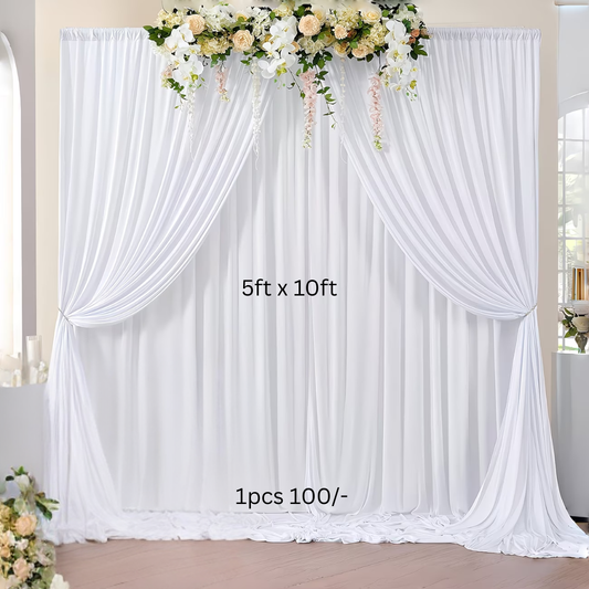 5ft x 10ft White Backdrop Fabric Curtains for The Rent