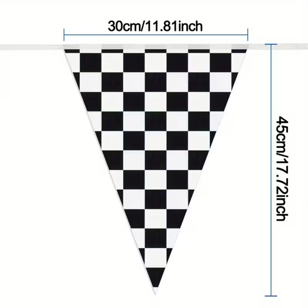50Foot, 24 Checkered Black and White Racing Theme Flag Banner