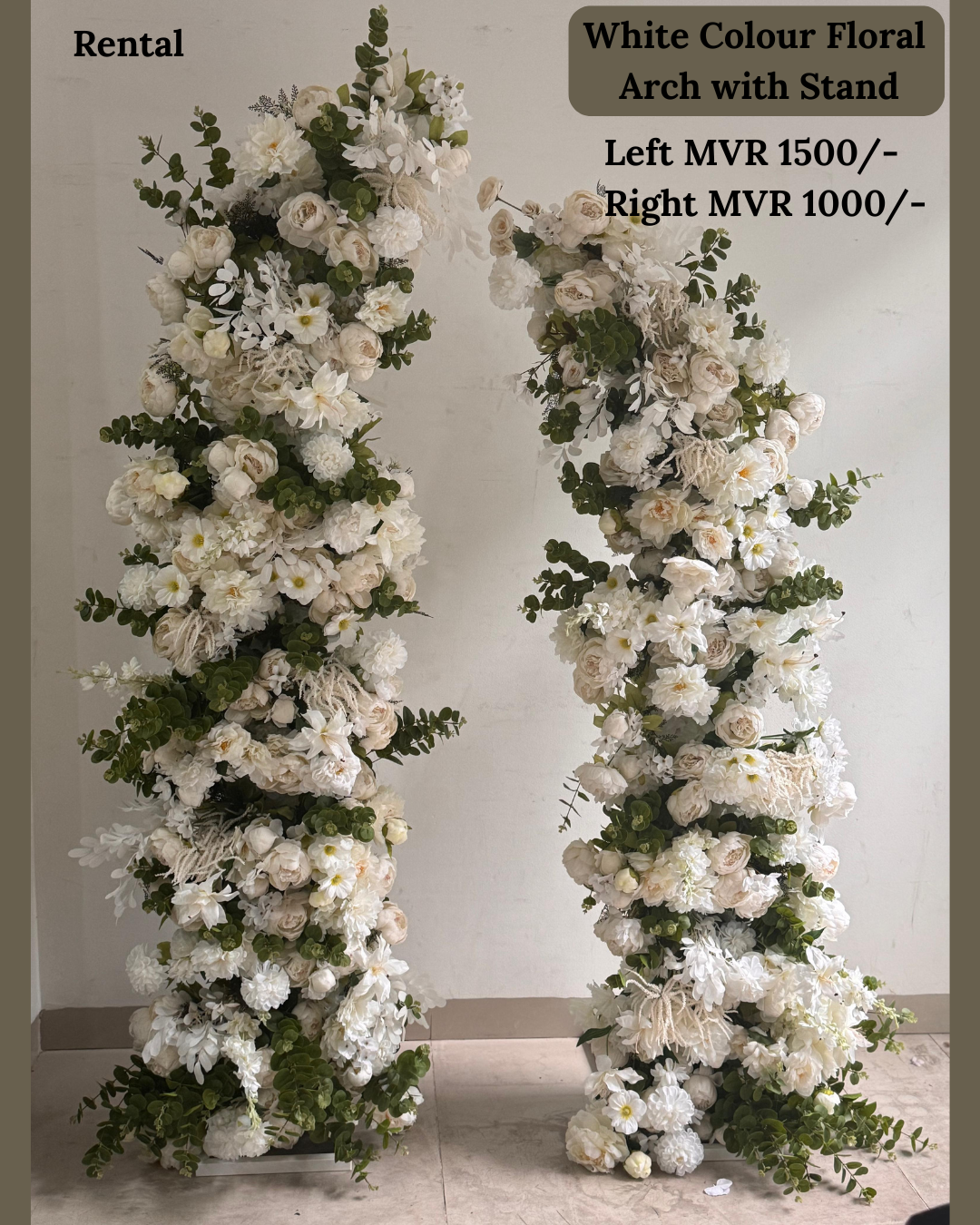 White Colour Floral Arch with Stand for Rent