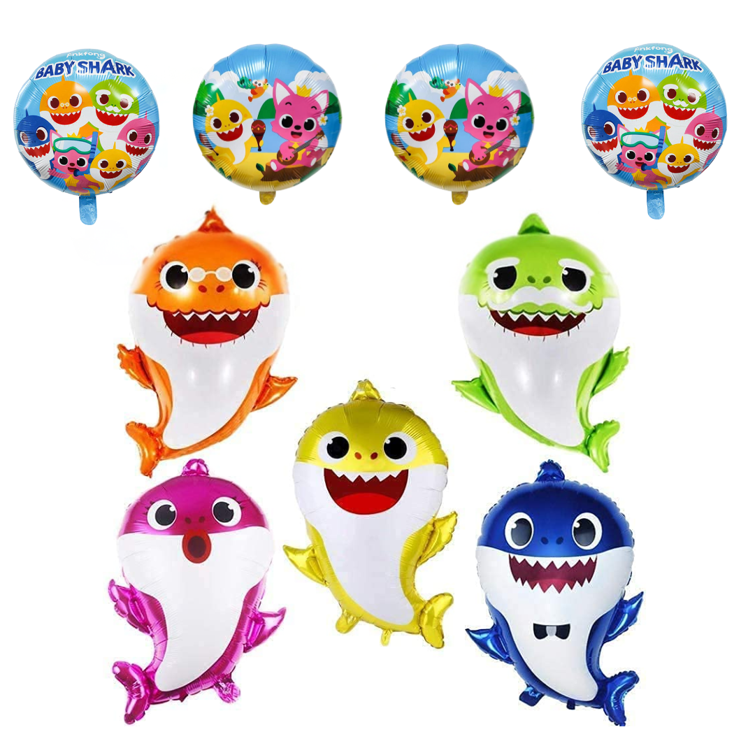 9pcs Baby Shark Foil Balloons