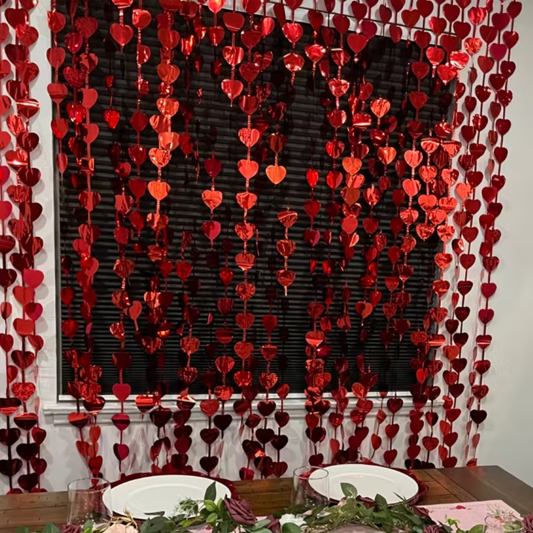 Red Heart-Shaped Foil Streamers
