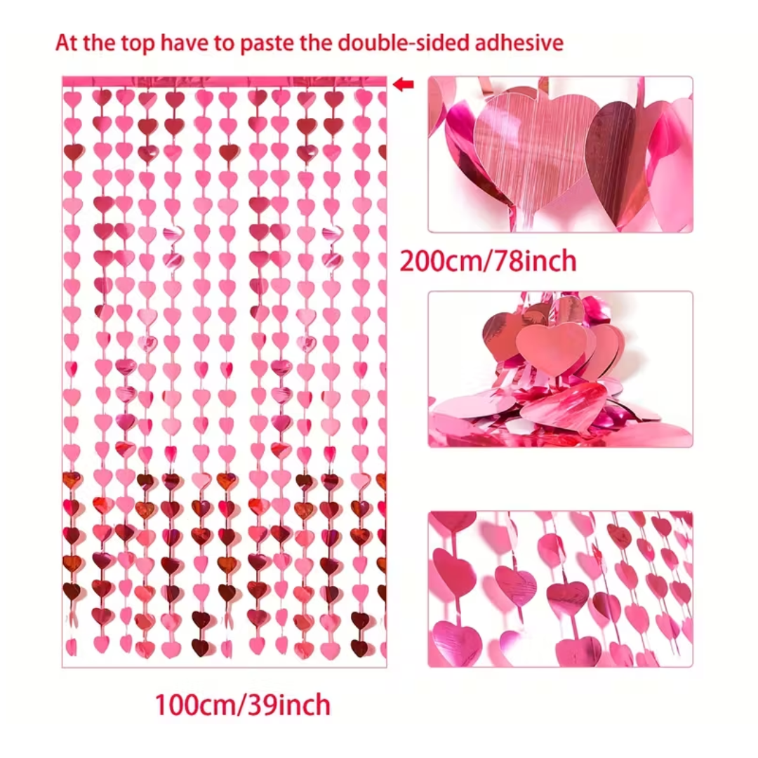 Red Heart-Shaped Foil Streamers