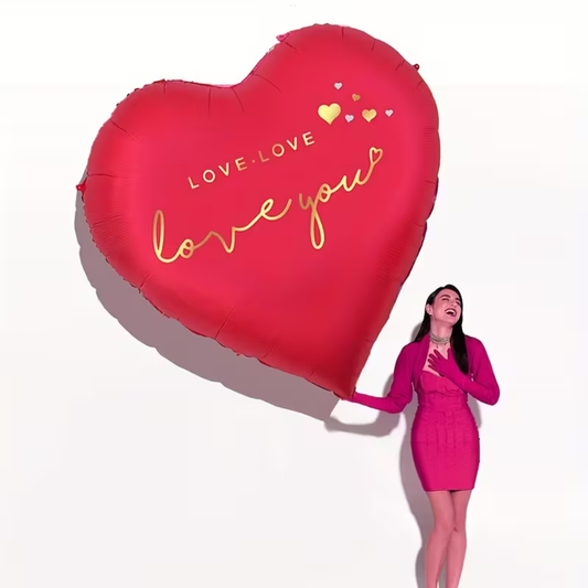 152.4cm Heart-Shaped Red "LOVE LOVE love you" foil Balloon