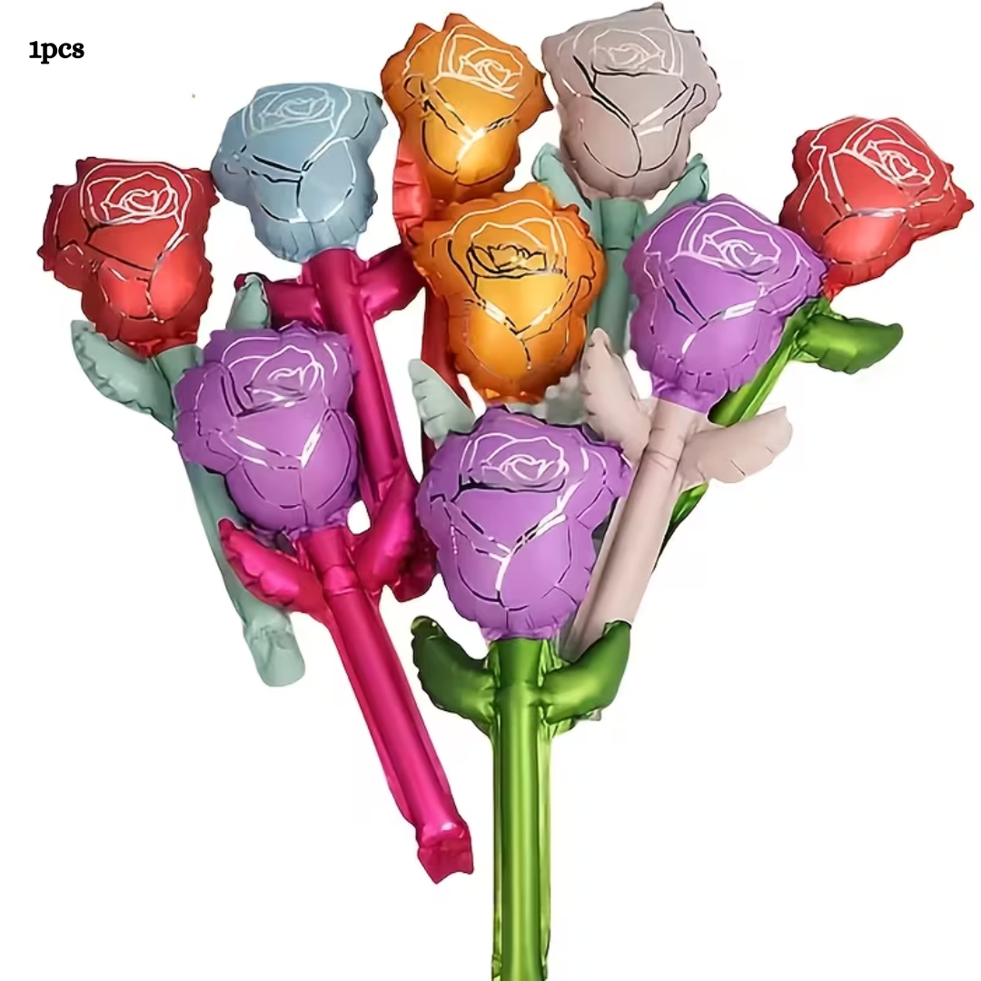 1PCS Colorful Handheld Rose-Shaped Foil Balloon