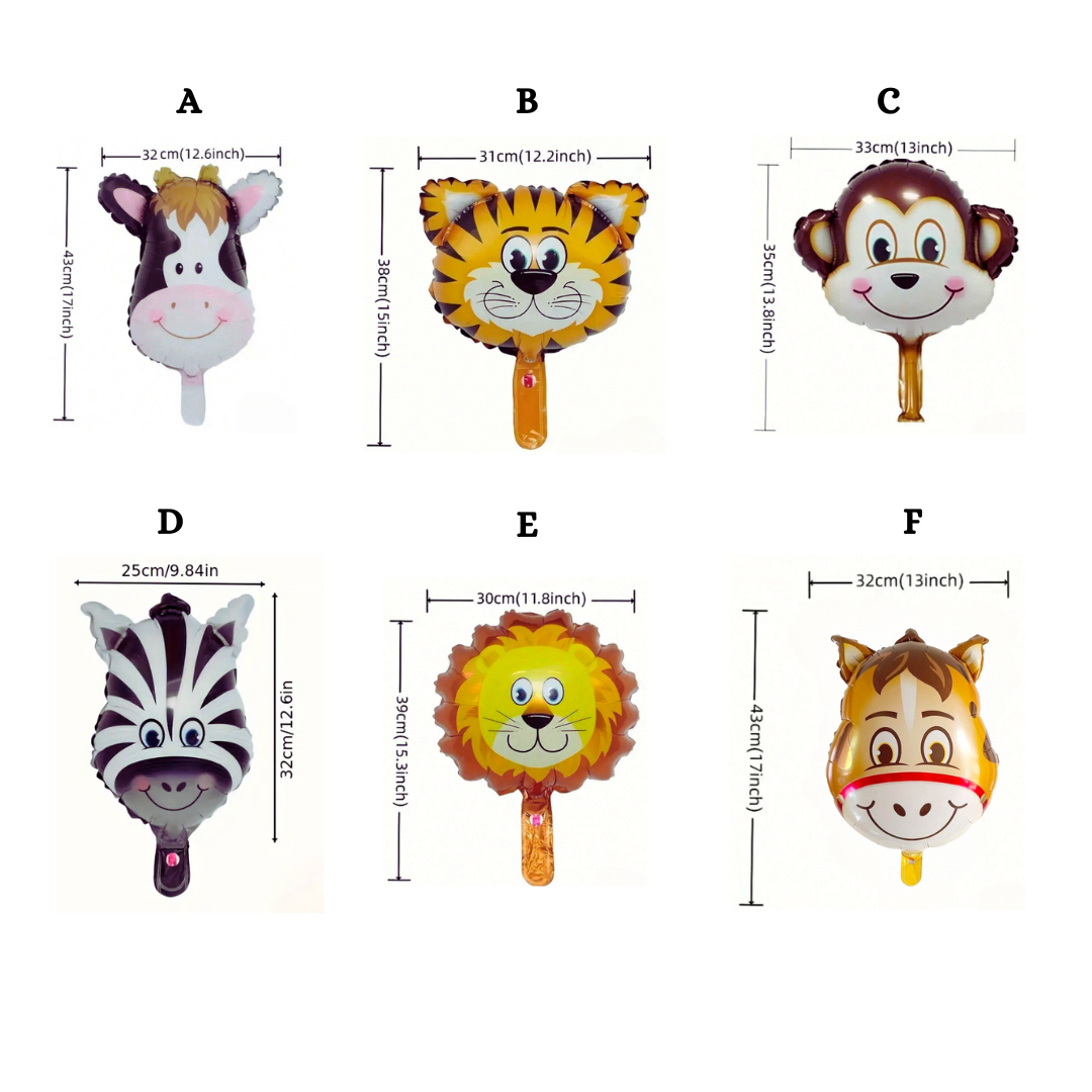 Jungle Safari Animal Head Foil Balloons