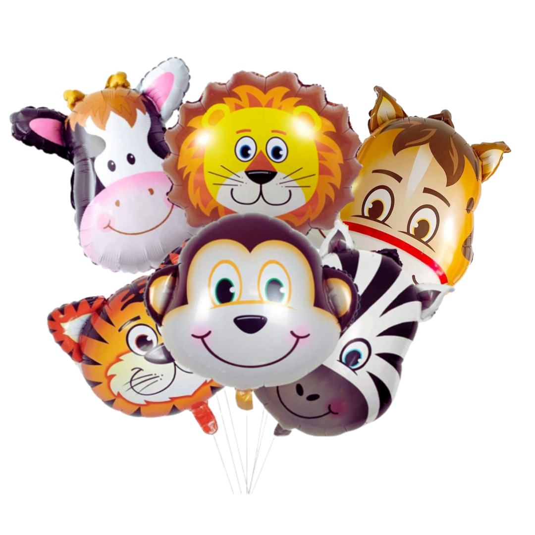 Jungle Safari Animal Head Foil Balloons