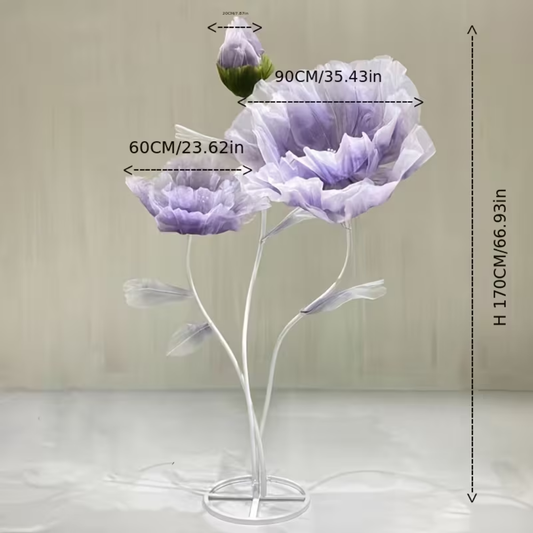 Purple 3 Giant Fabric Flower Decoration for RENT