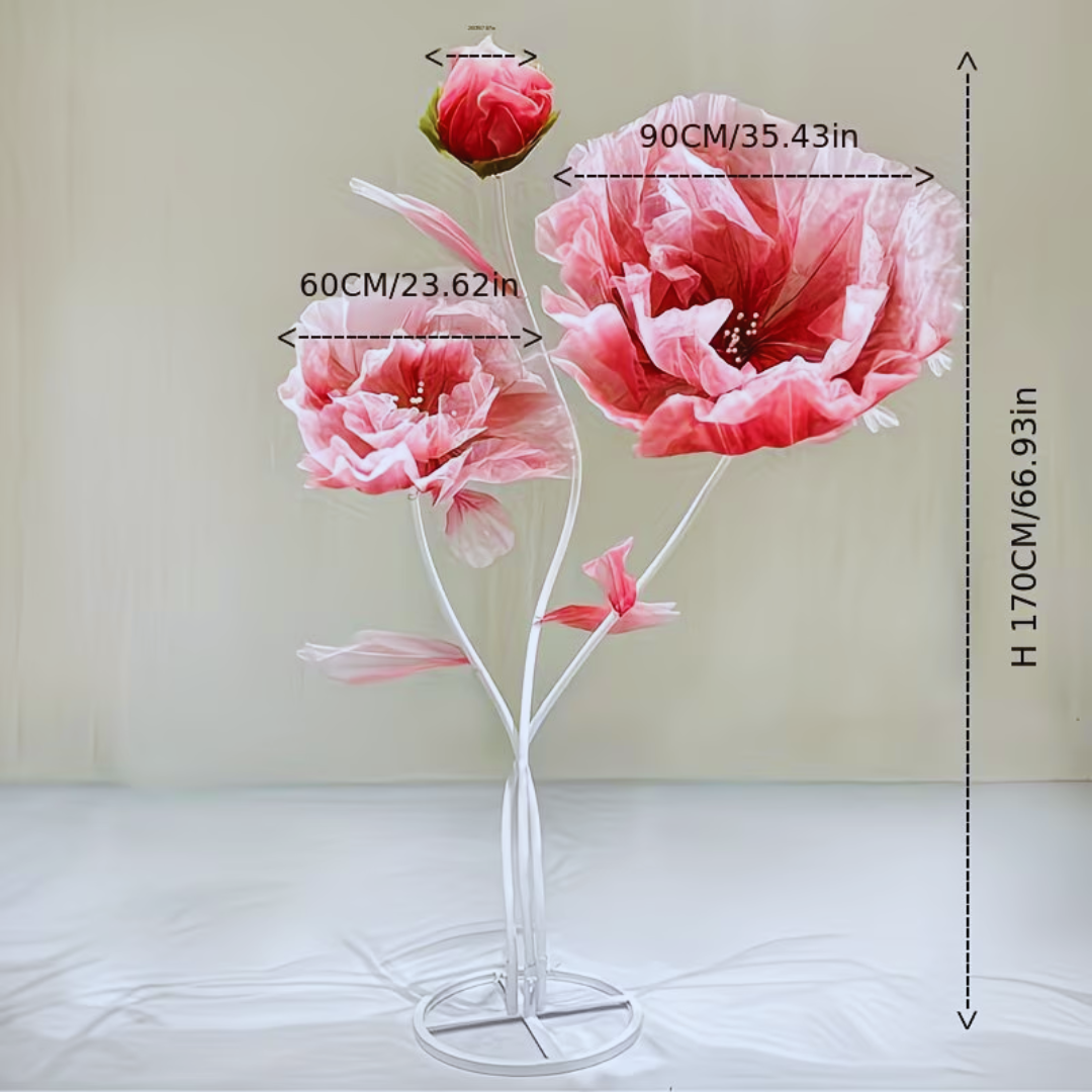 Red 3 Giant Fabric Flower Decoration for RENT