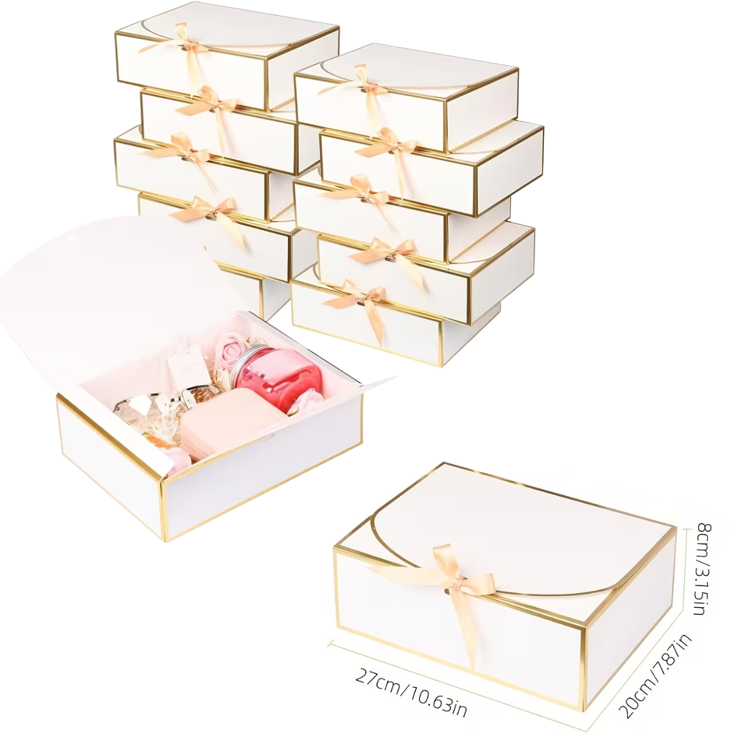 1pcs White And Golden Gift Box (27 x 20 x 8cm)