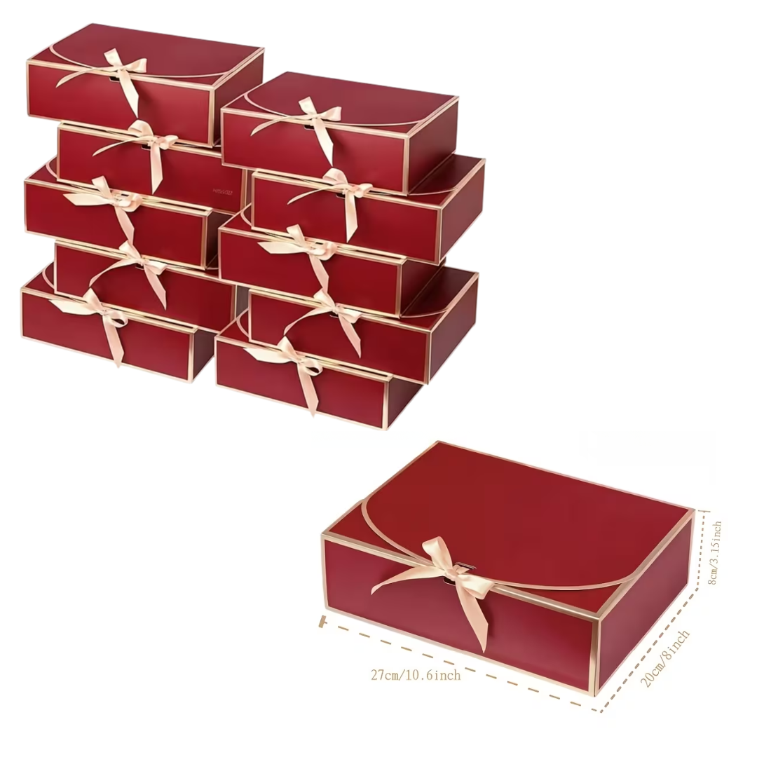 1pcs Red And Golden Gift Box (27 x 20 x 8cm)