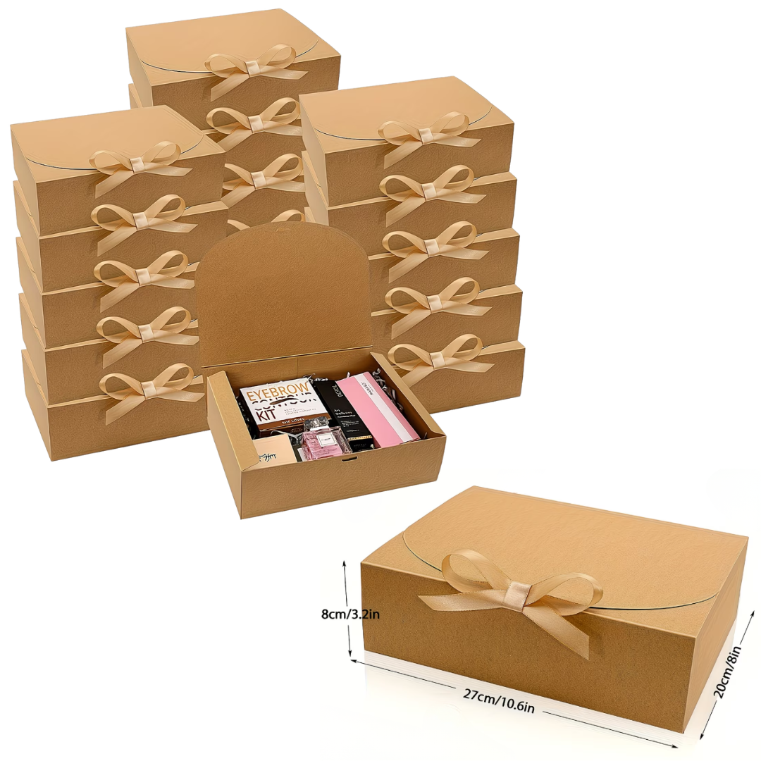 1pcs Khaki Gift Box with Ribbon (27 x 20 x 8cm)