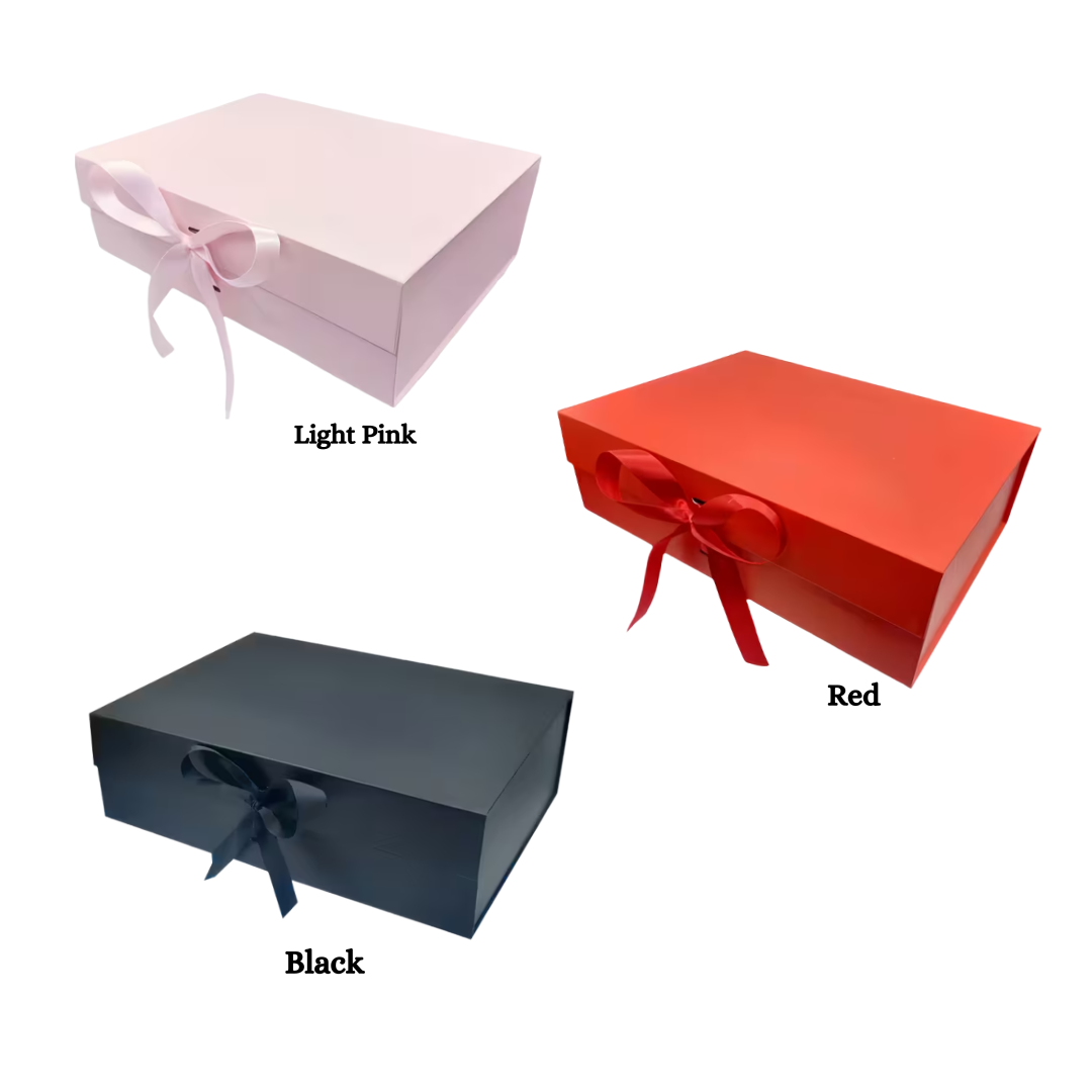 Gift Box Featuring Magnetic Closures and Ribbons