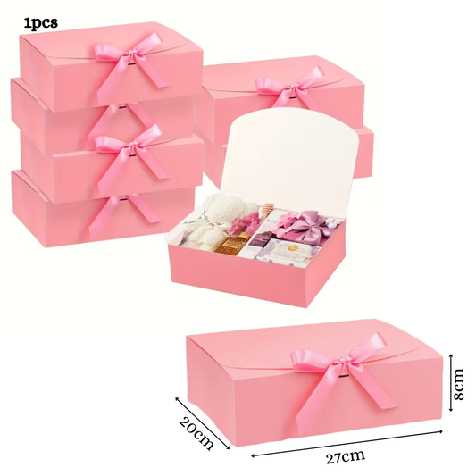 1pcs Pink Gift Box with Ribbon (27 x 20 x 8cm)