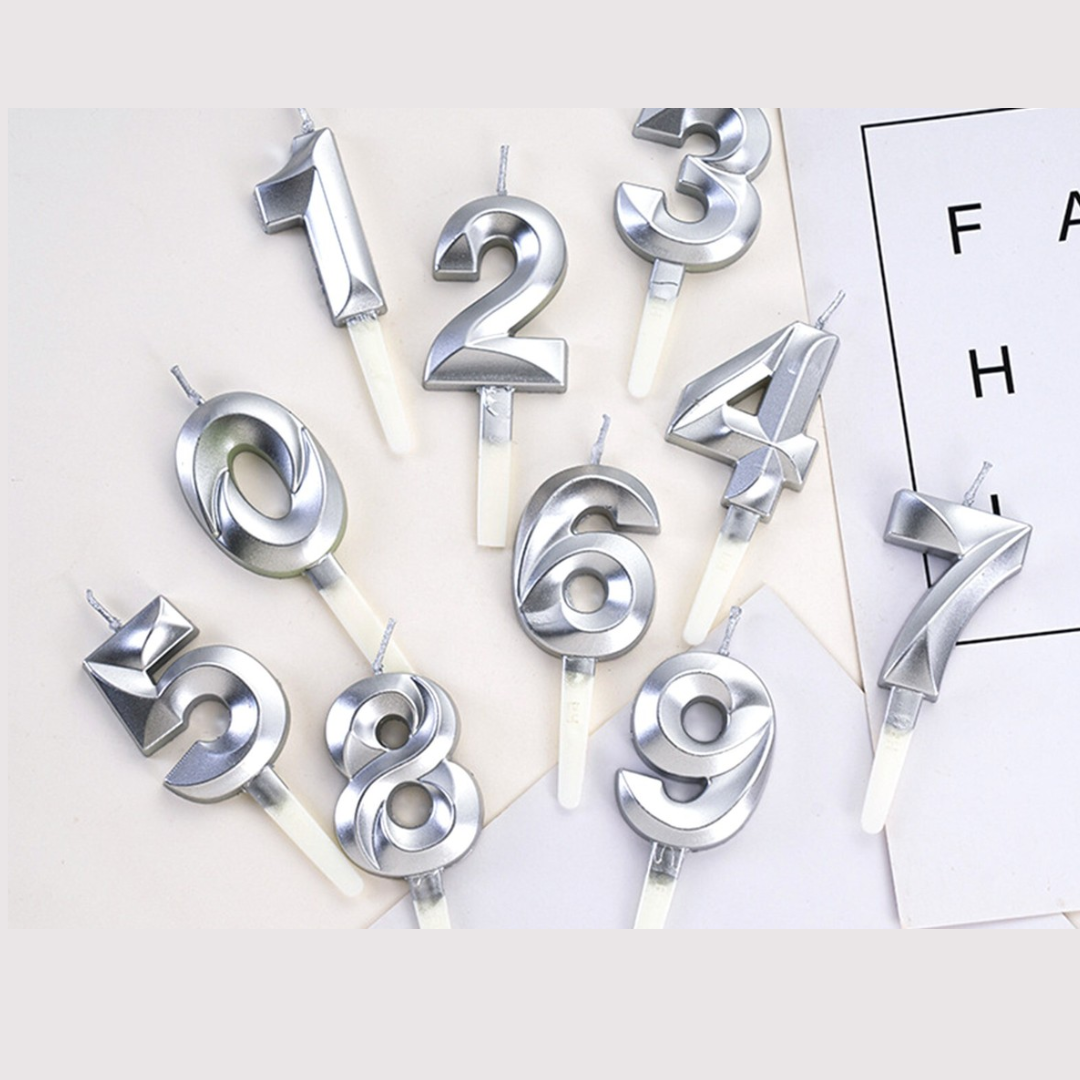 1pcs Silver Number candle