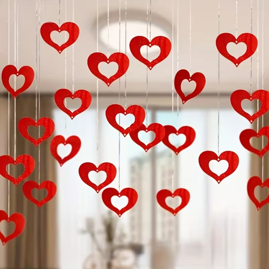 200pcs Red Heart Rain Silk Pendant Hanging