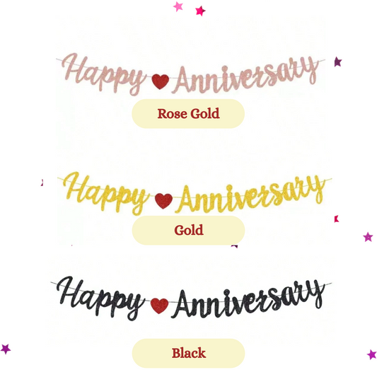 Glitter Paper Happy Anniversary Banner