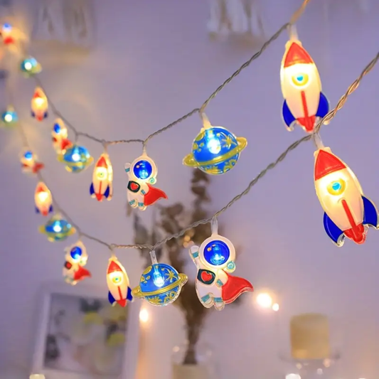 3m 20Led Curtain Style Battery Powered Warm Colour Space Theme String Light