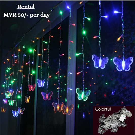3.5m 16 hang Curtains Style USB Powered Multi Colour Butterfly String Light for Rent