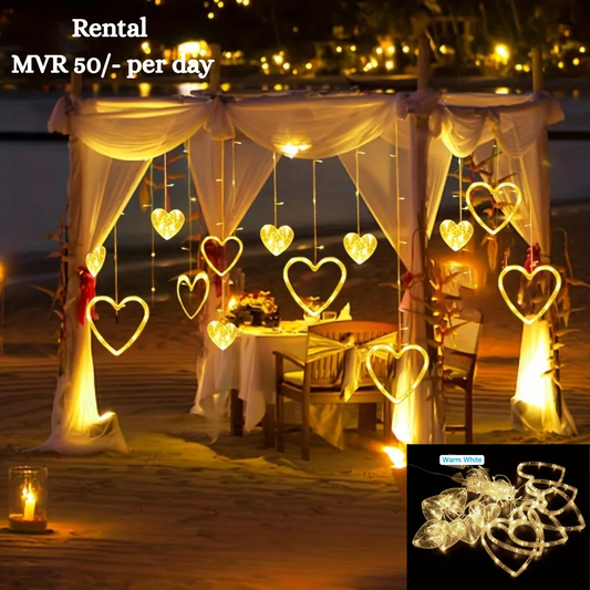 3.5m 12 hang Curtains Style 220V European Plug Warm color Heart String Light for Rent