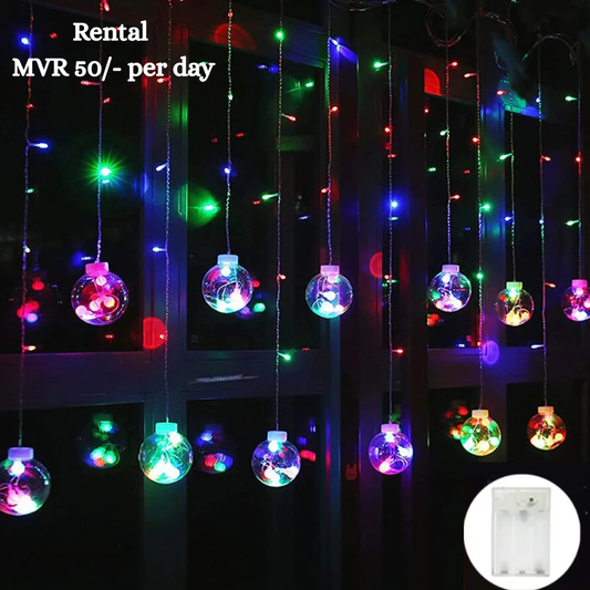 3.5m 12 hang Curtains Style 220V European Plug Multi color Wish Balls window Curtain String Light for Rent