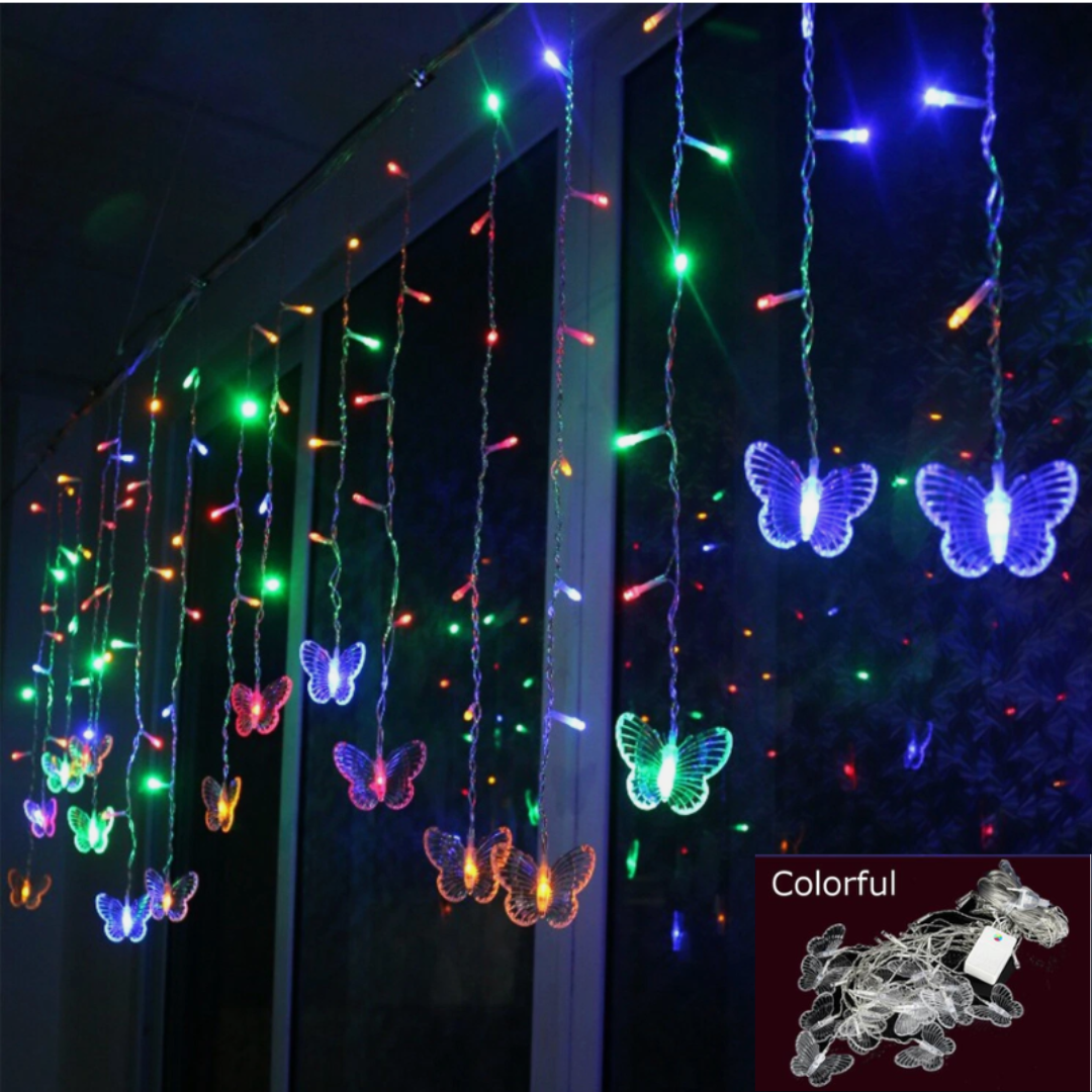 3.5m 16 hang Curtains Style USB Powered Multi Color Butterfly String Light