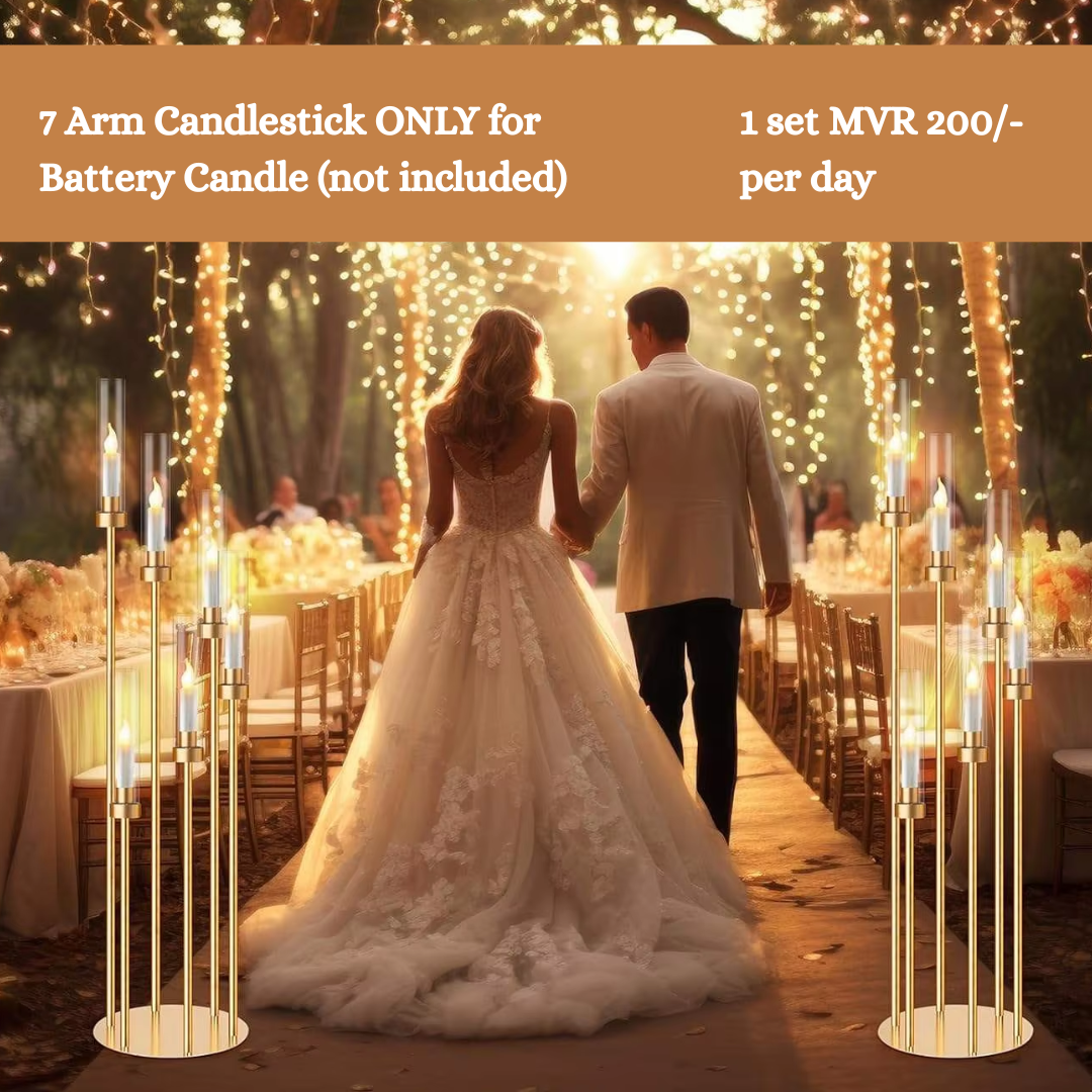 7 Arm Candlestick ONLY for Battery Candle for Rent