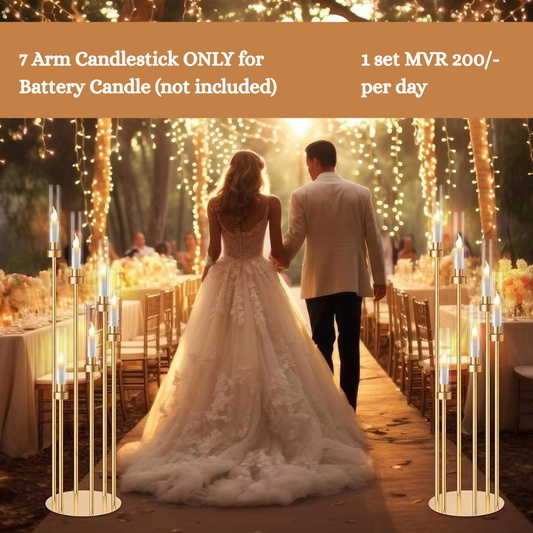 7 Arm Candlestick ONLY for Battery Candle for Rent