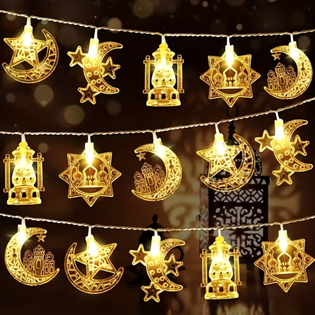 2m 10 Led Warm Moon And Stars Fairy String Light