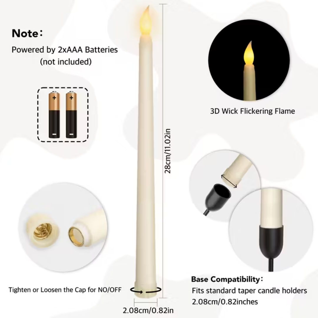 Ivory Led Flameless Candle - 28cm long for rent