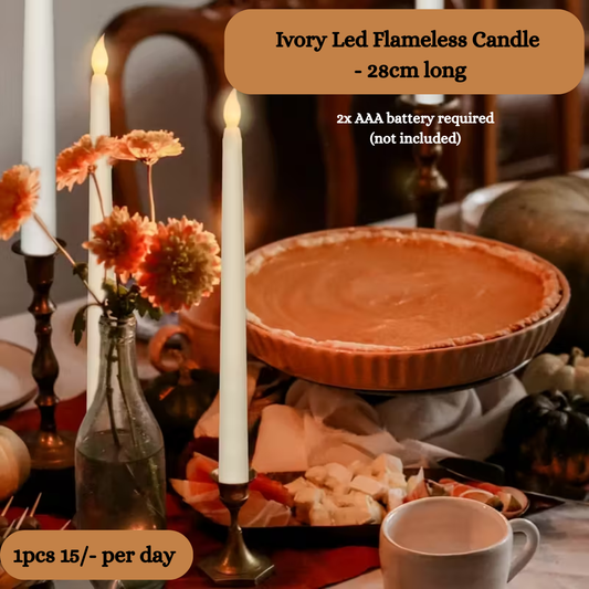 Ivory Led Flameless Candle - 28cm long for rent