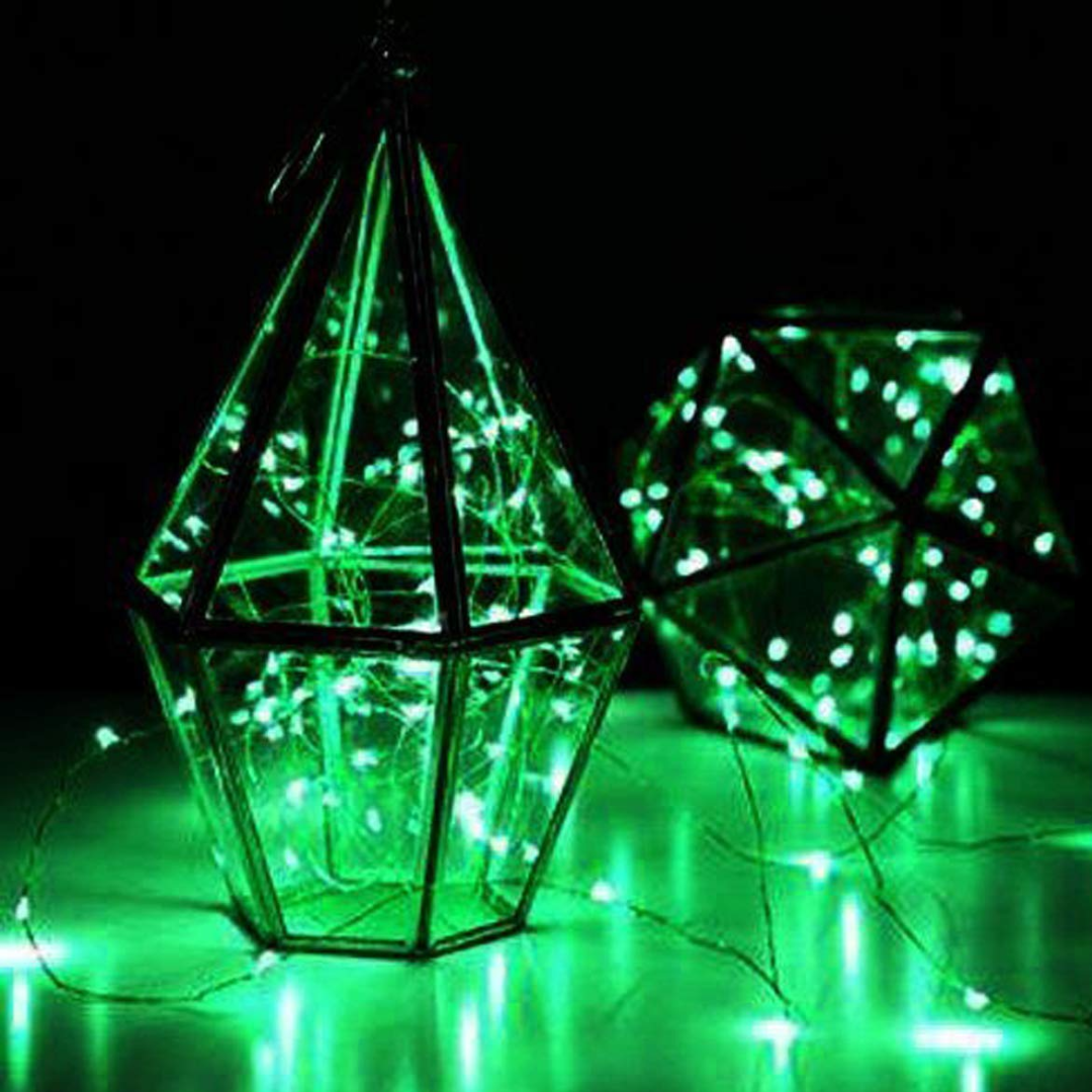 2m, 200 Led String Green Fairy Lights Button Battery Powered