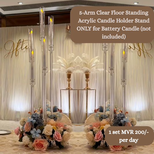5-Arm Clear Floor Standing Acrylic Candle Holder Stand ONLY for Battery Candle (not included) for rent