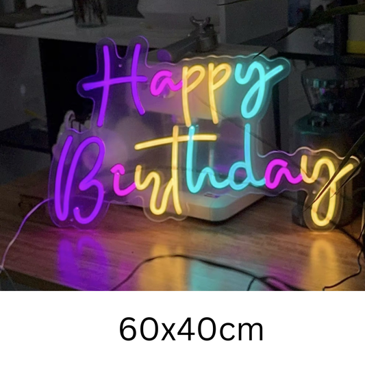"Happy birthday" Colorful Neon Led Sign - 60 x 40cm for rent