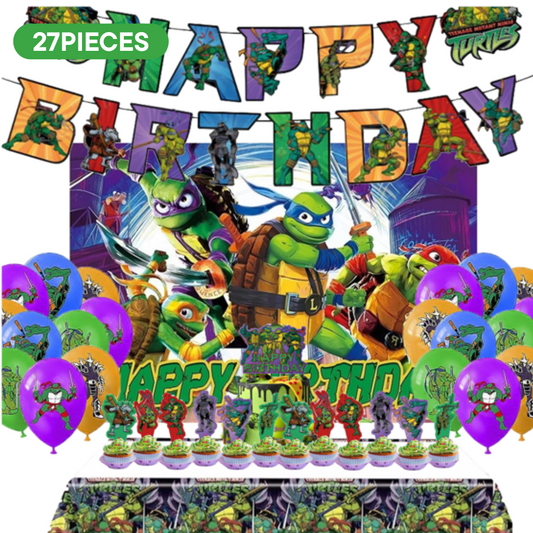 23pcs Ninja Turtle Birthday Decorations with Backdrop