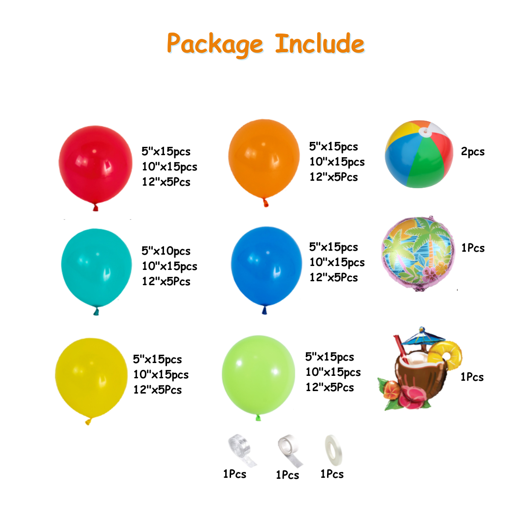 217pcs Summer Pool Beach Balloon Decorations Kit
