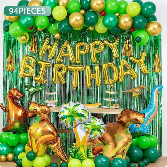 94pcs Dinosaur Green Birthday Party Decoration Set