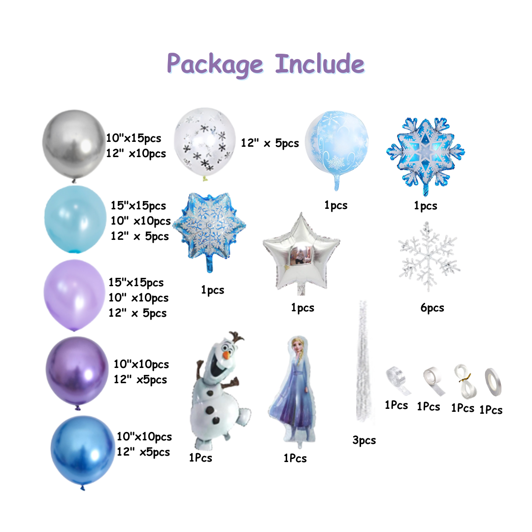 124pcs Frozen Birthday Balloon Decoration with Elsa and Olaf Foil Balloon