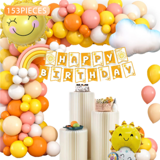 153pcs Sunshine Sun Cloud Birthday Decorations Kit