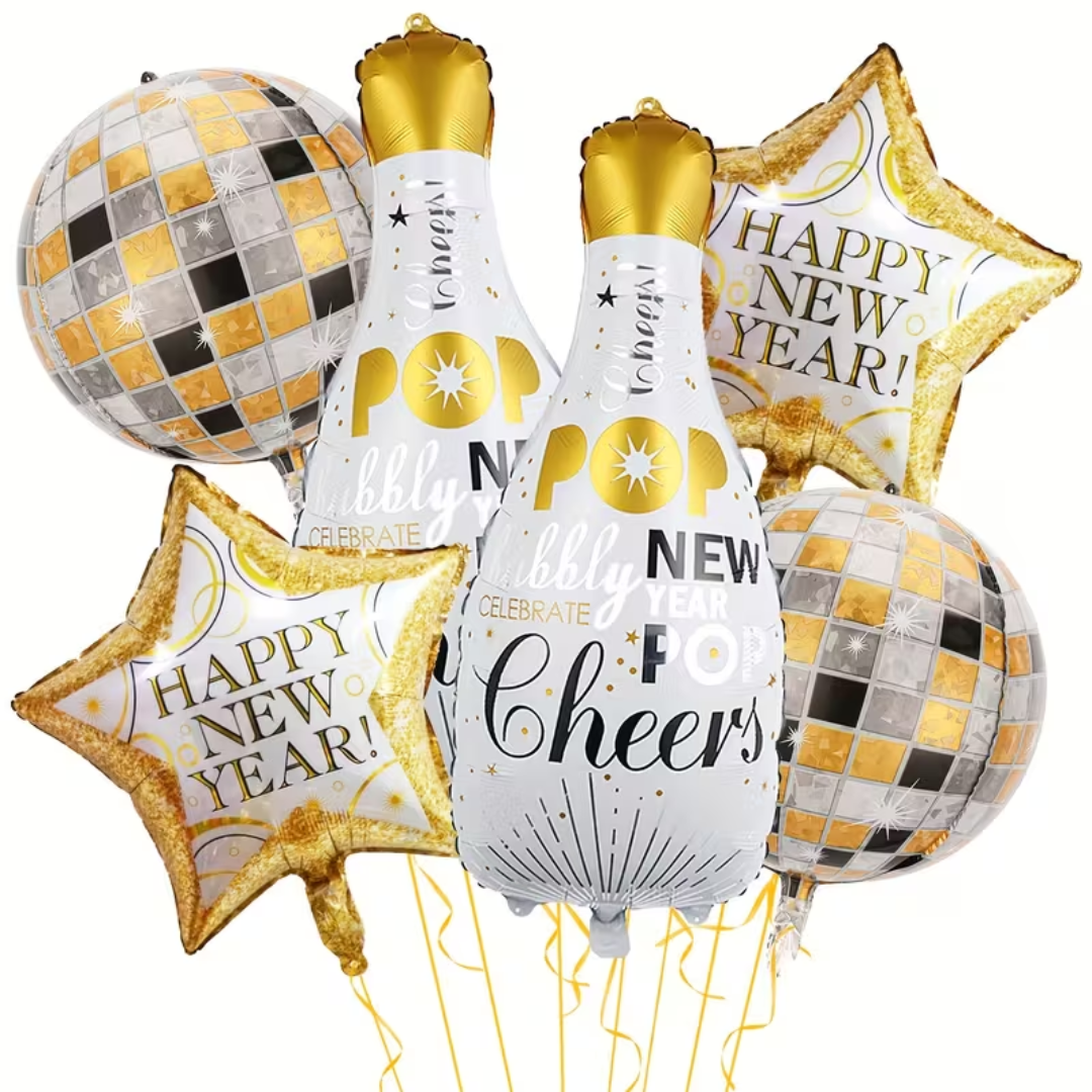 6pcs New Year Decoration Foil Balloons