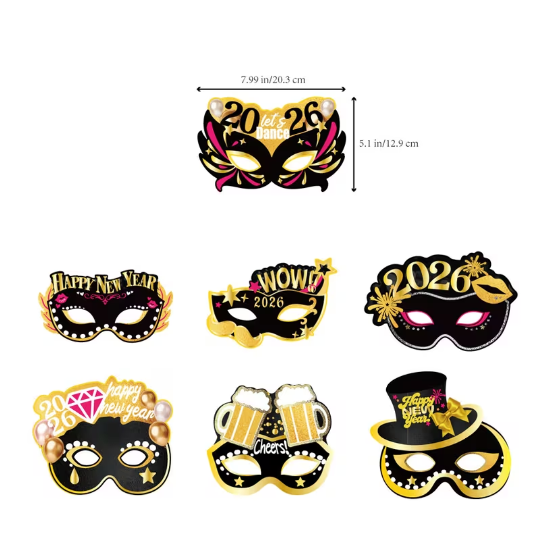 2026 New Year Party Masks Set