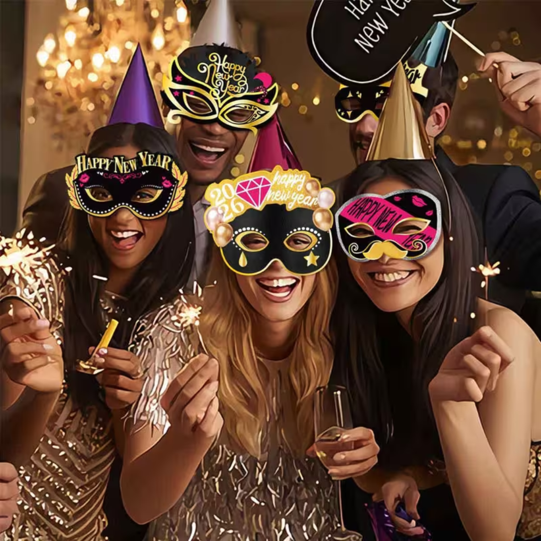 2026 New Year Party Masks Set