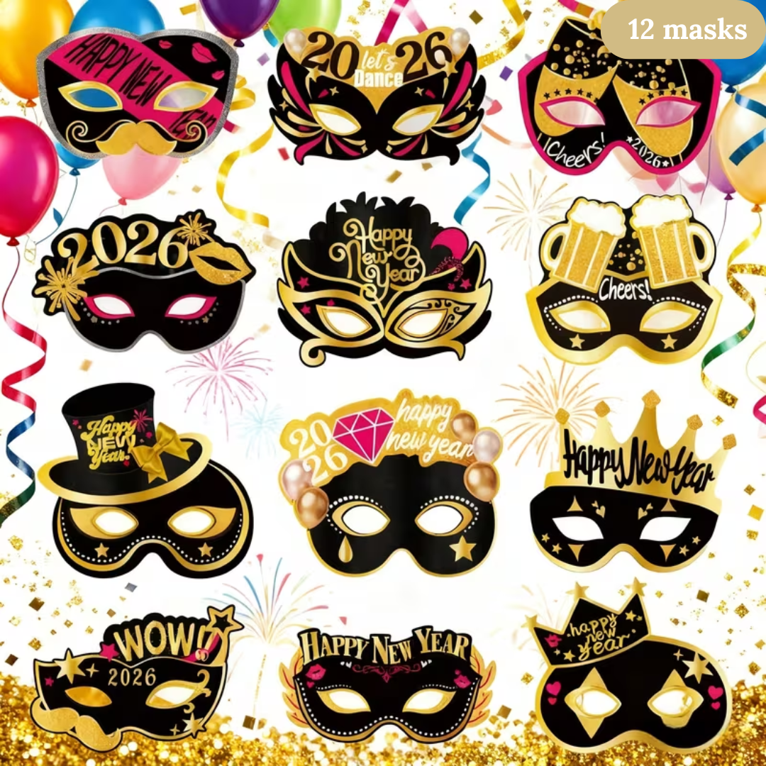 2026 New Year Party Masks Set