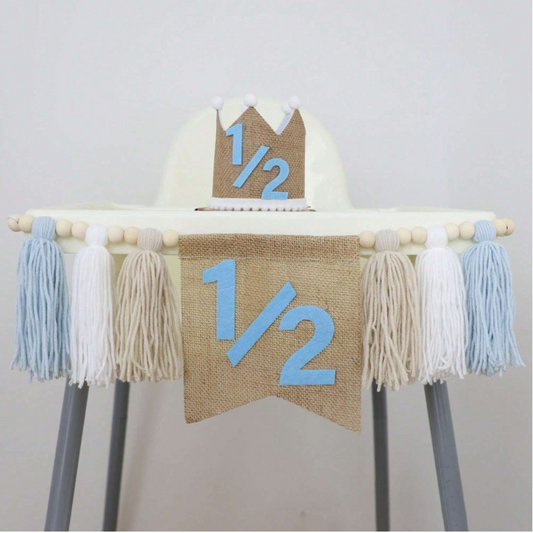 2pcs 1/2 Birthday Tessel Banner, Hat