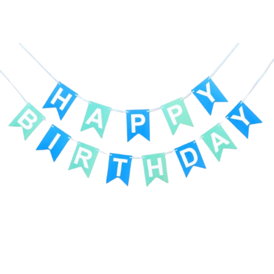 Blue Two-toned Happy Birthday Paper Banner