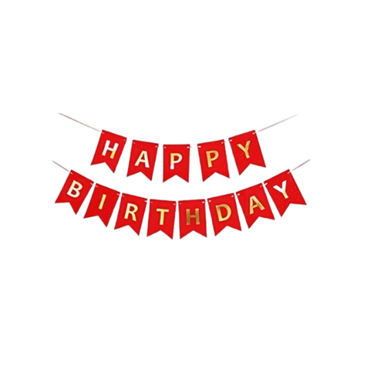 Red and Gold Happy Birthday Paper Banner