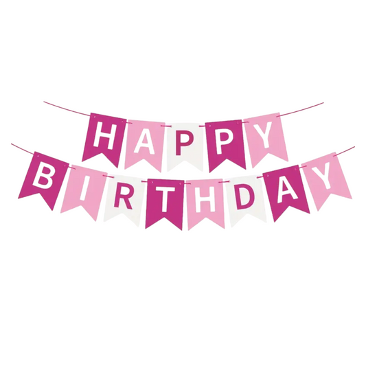 Hot pink Triple-toned Happy Birthday Paper Banner